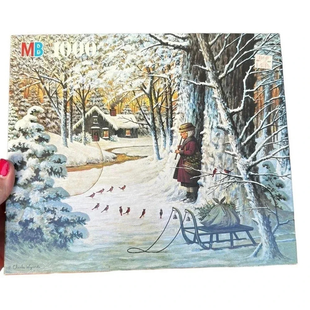 Charles Wysocki Americana Cardinal Christmas 1000 Pieces Puzzle MB 4679-12